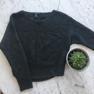 TAHARI Charcoal Grey Crop Sweater
